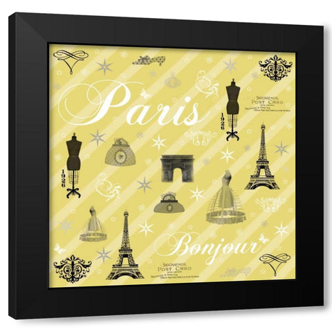 Paris 2b Yellow Black Modern Wood Framed Art Print with Double Matting by Gibbons, Lauren