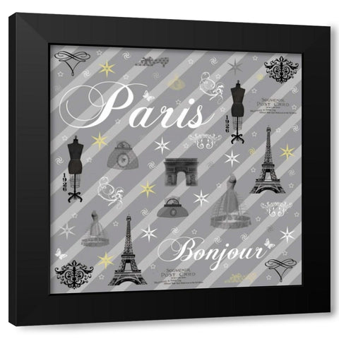 Paris Gray Black Modern Wood Framed Art Print with Double Matting by Gibbons, Lauren