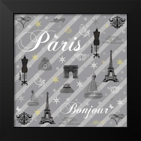 Paris Gray Black Modern Wood Framed Art Print by Gibbons, Lauren