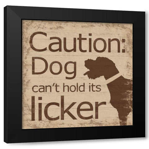 Caution Dog B Black Modern Wood Framed Art Print by Gibbons, Lauren