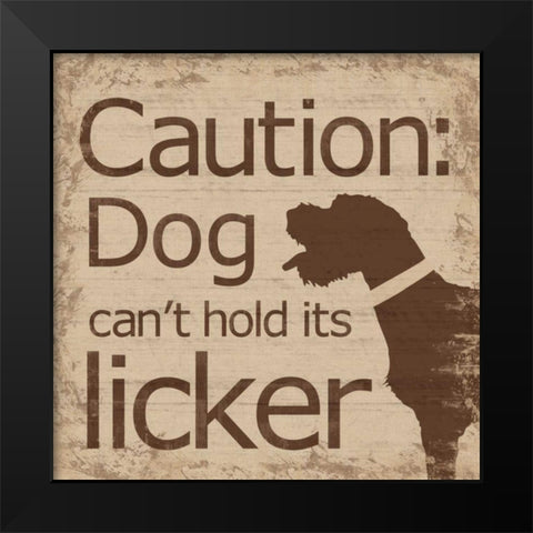 Caution Dog B Black Modern Wood Framed Art Print by Gibbons, Lauren