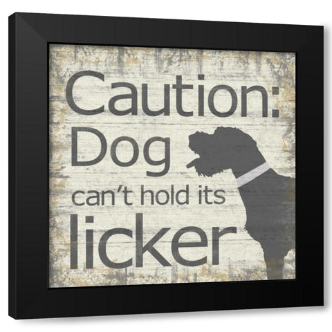 Caution Dog Black Modern Wood Framed Art Print by Gibbons, Lauren