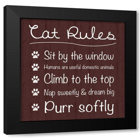 Cat Rules Black Modern Wood Framed Art Print by Gibbons, Lauren