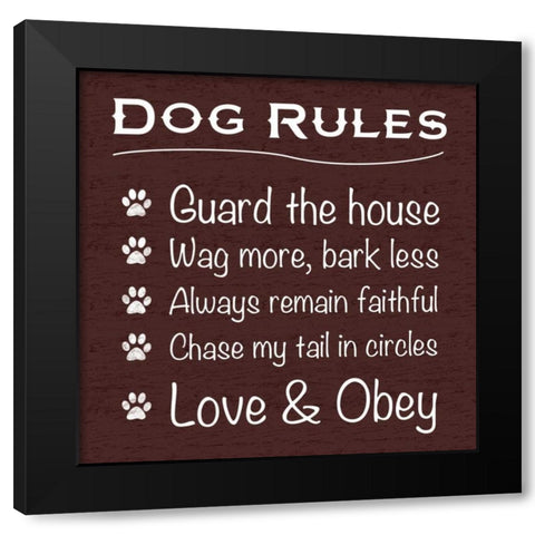 Dog Rules Black Modern Wood Framed Art Print with Double Matting by Gibbons, Lauren