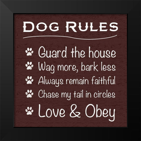 Dog Rules Black Modern Wood Framed Art Print by Gibbons, Lauren