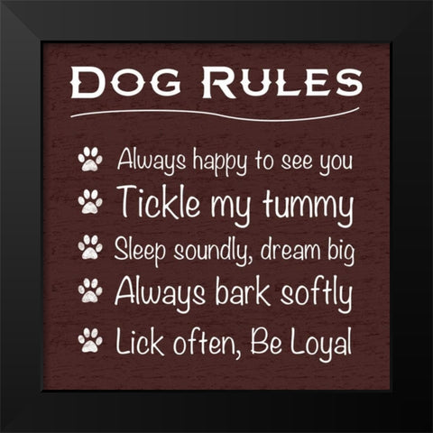 Dog Rules Black Modern Wood Framed Art Print by Gibbons, Lauren