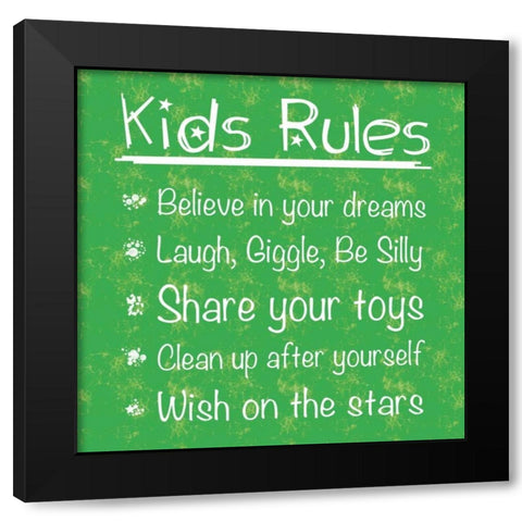 Kids Rules Black Modern Wood Framed Art Print with Double Matting by Gibbons, Lauren