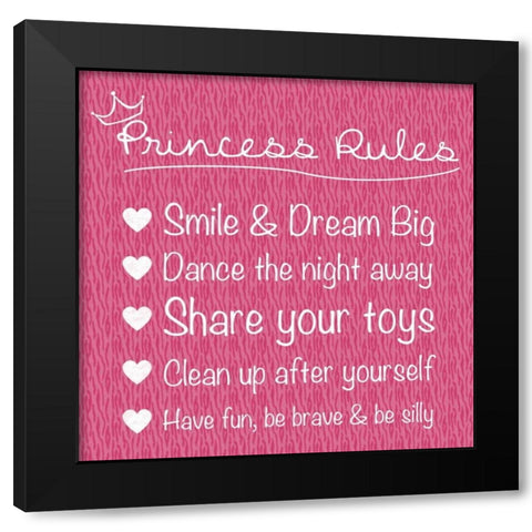 Princess Rules Black Modern Wood Framed Art Print with Double Matting by Gibbons, Lauren