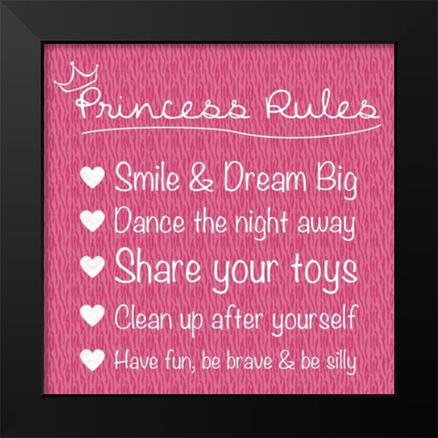 Princess Rules Black Modern Wood Framed Art Print by Gibbons, Lauren