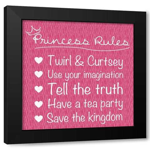 Princess Rules Black Modern Wood Framed Art Print by Gibbons, Lauren