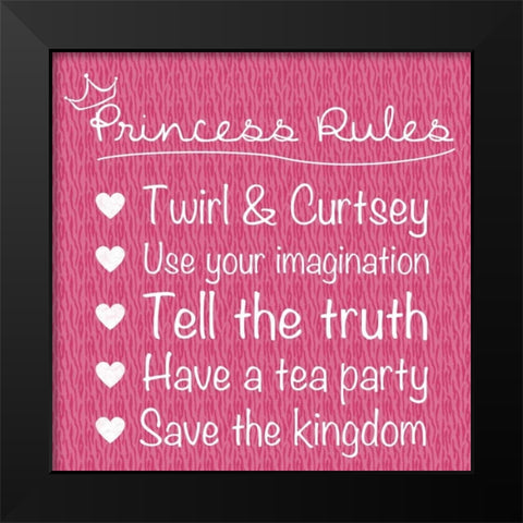Princess Rules Black Modern Wood Framed Art Print by Gibbons, Lauren