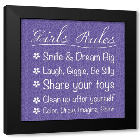 Girls Rules Black Modern Wood Framed Art Print with Double Matting by Gibbons, Lauren