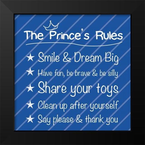 Princess Rules Black Modern Wood Framed Art Print by Gibbons, Lauren