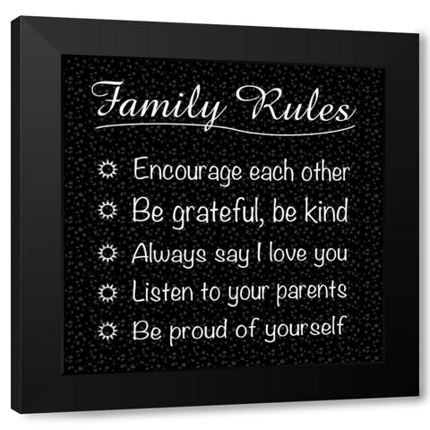 Family Rules Black Modern Wood Framed Art Print with Double Matting by Gibbons, Lauren