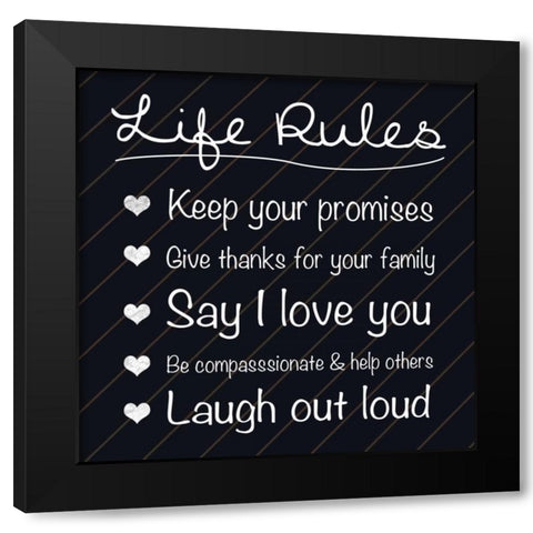 Life Rules Black Modern Wood Framed Art Print with Double Matting by Gibbons, Lauren