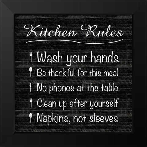 Kitchen Rules Black Modern Wood Framed Art Print by Gibbons, Lauren