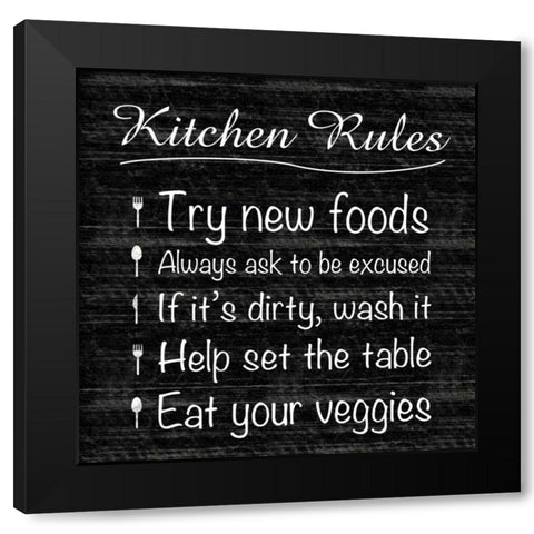 Kitchen Rule Black Modern Wood Framed Art Print by Gibbons, Lauren