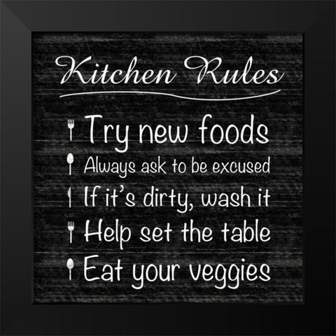 Kitchen Rule Black Modern Wood Framed Art Print by Gibbons, Lauren