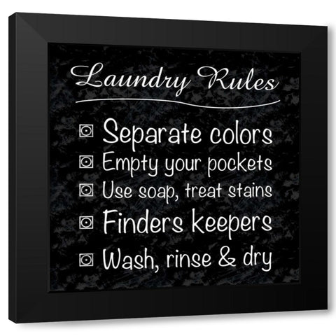 Laundry Rules Black Modern Wood Framed Art Print with Double Matting by Gibbons, Lauren