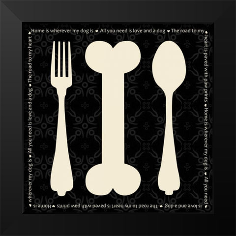 Dog Dine Black Modern Wood Framed Art Print by Gibbons, Lauren