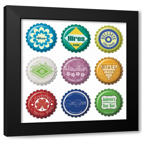 Botttle Caps Black Modern Wood Framed Art Print by Gibbons, Lauren