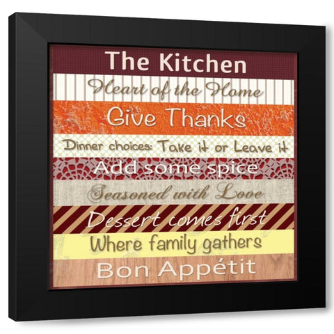 Kitchen Thoughts Patterns Black Modern Wood Framed Art Print by Gibbons, Lauren