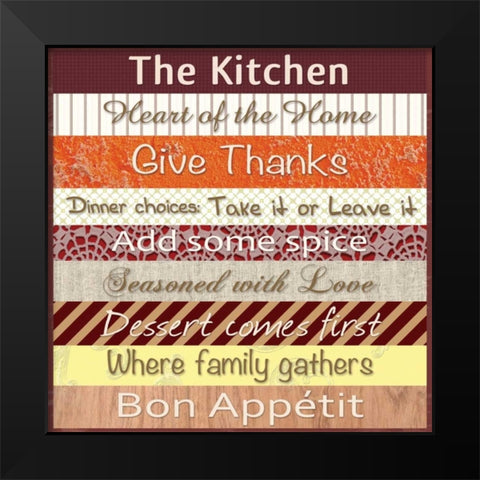 Kitchen Thoughts Patterns Black Modern Wood Framed Art Print by Gibbons, Lauren