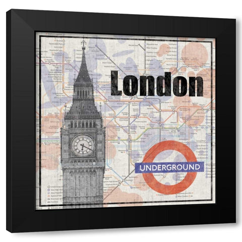 London Train Black Modern Wood Framed Art Print with Double Matting by Gibbons, Lauren