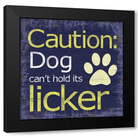Caution Dog Black Modern Wood Framed Art Print by Gibbons, Lauren