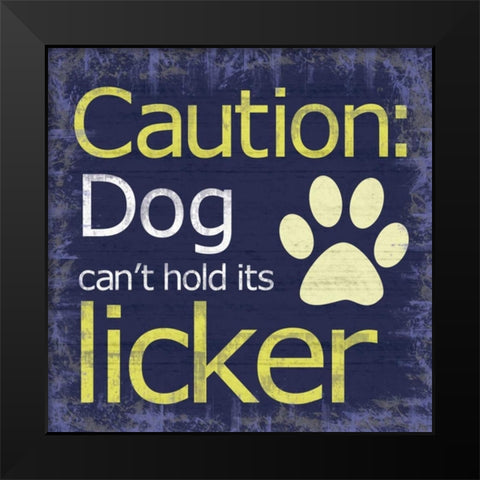 Caution Dog Black Modern Wood Framed Art Print by Gibbons, Lauren