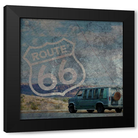 Route 66 Van Black Modern Wood Framed Art Print by Gibbons, Lauren