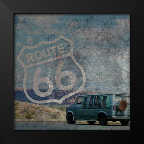 Route 66 Van Black Modern Wood Framed Art Print by Gibbons, Lauren