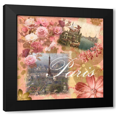 Paris Amour Coral Black Modern Wood Framed Art Print with Double Matting by Gibbons, Lauren