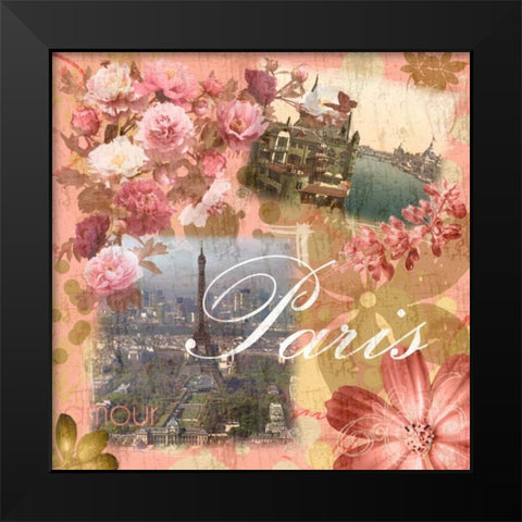 Paris Amour Coral Black Modern Wood Framed Art Print by Gibbons, Lauren