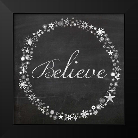 Believe Stars Black Modern Wood Framed Art Print by Gibbons, Lauren