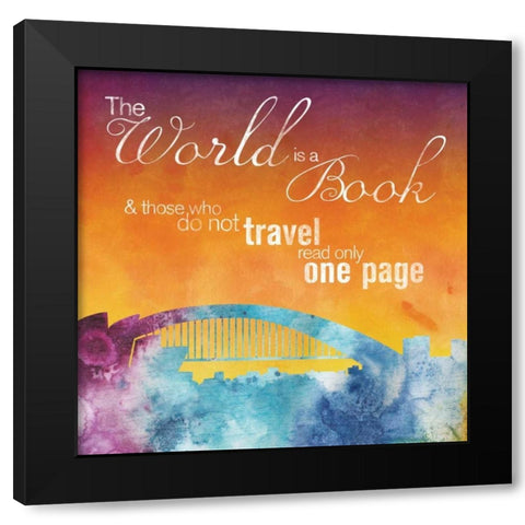 The World is A Book Black Modern Wood Framed Art Print with Double Matting by Gibbons, Lauren