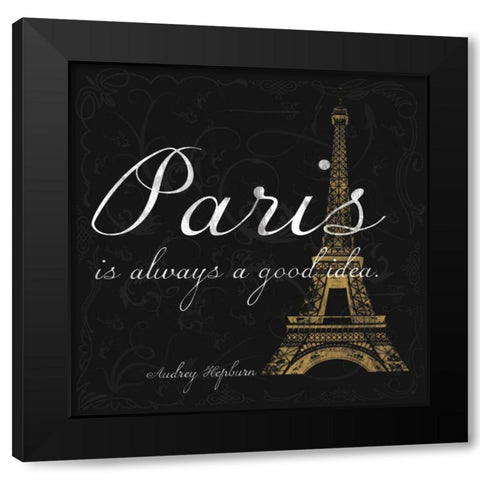 Paris Square GB Black Modern Wood Framed Art Print with Double Matting by Gibbons, Lauren