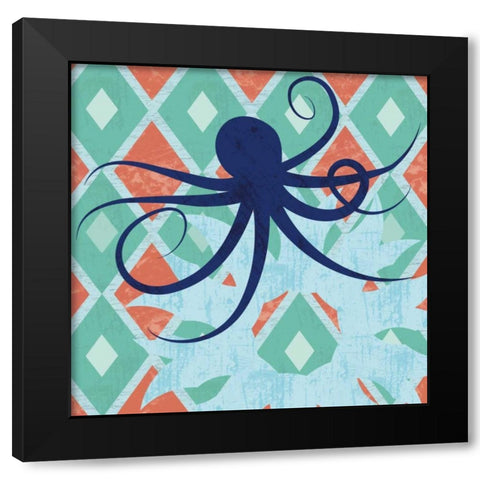 Under the Sea Octo Black Modern Wood Framed Art Print with Double Matting by Gibbons, Lauren