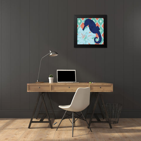 Under the Sea Horsie Black Modern Wood Framed Art Print by Gibbons, Lauren
