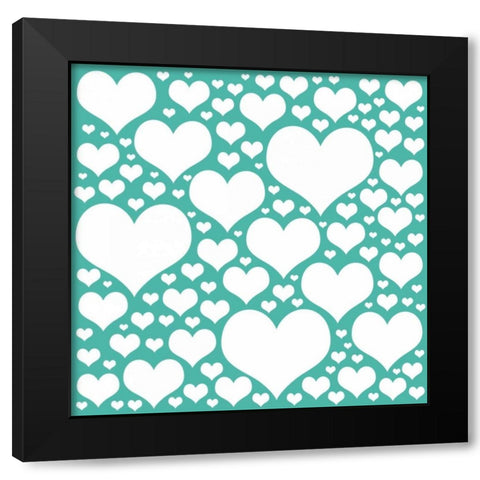 Teal Heart Storm Black Modern Wood Framed Art Print by Gibbons, Lauren