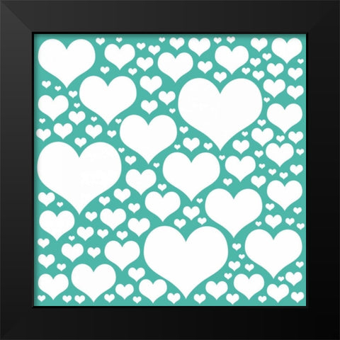 Teal Heart Storm Black Modern Wood Framed Art Print by Gibbons, Lauren
