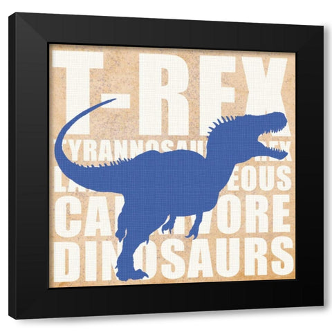 Roaring TRex Black Modern Wood Framed Art Print with Double Matting by Gibbons, Lauren