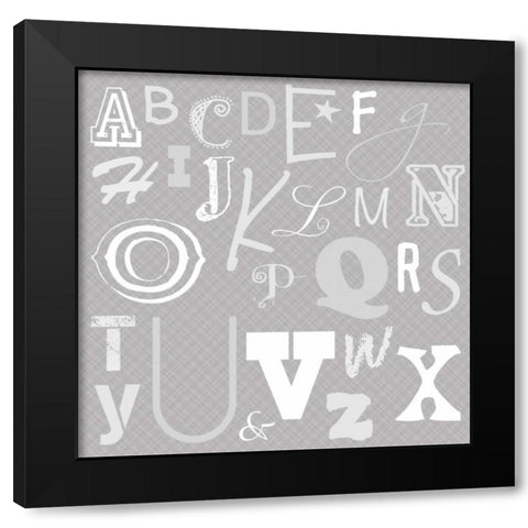 Kids Alphabet Gray Black Modern Wood Framed Art Print by Gibbons, Lauren