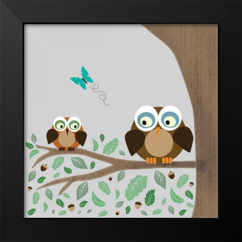 Owls Black Modern Wood Framed Art Print by Gibbons, Lauren