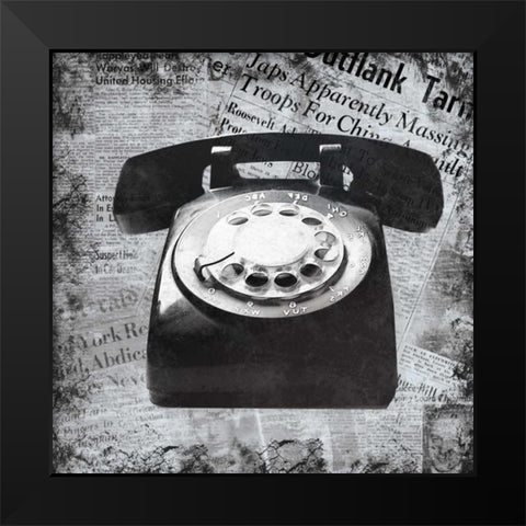 Vintage Phone Black Modern Wood Framed Art Print by Gibbons, Lauren