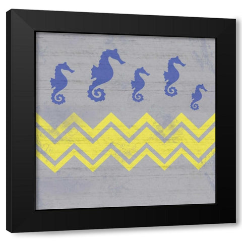 Striped Seahorse Black Modern Wood Framed Art Print with Double Matting by Gibbons, Lauren