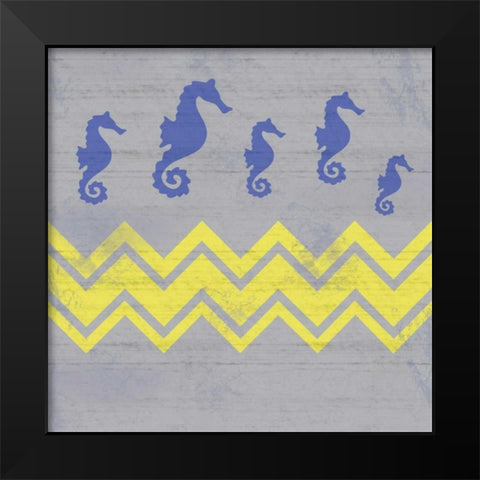 Striped Seahorse Black Modern Wood Framed Art Print by Gibbons, Lauren