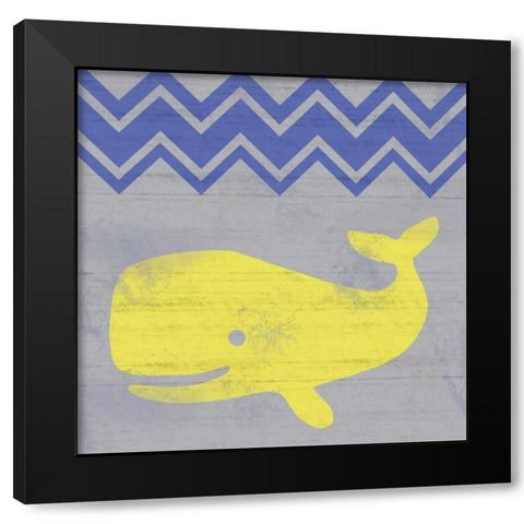 Striped Whale Black Modern Wood Framed Art Print with Double Matting by Gibbons, Lauren