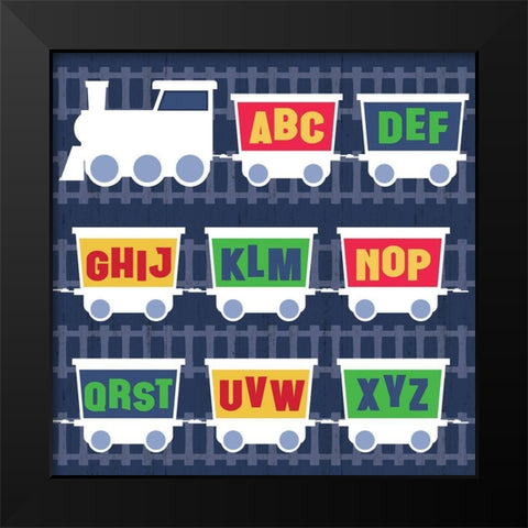 Trains Letters Black Modern Wood Framed Art Print by Gibbons, Lauren