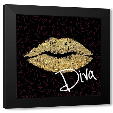 Glamour Lips Black Modern Wood Framed Art Print with Double Matting by Gibbons, Lauren